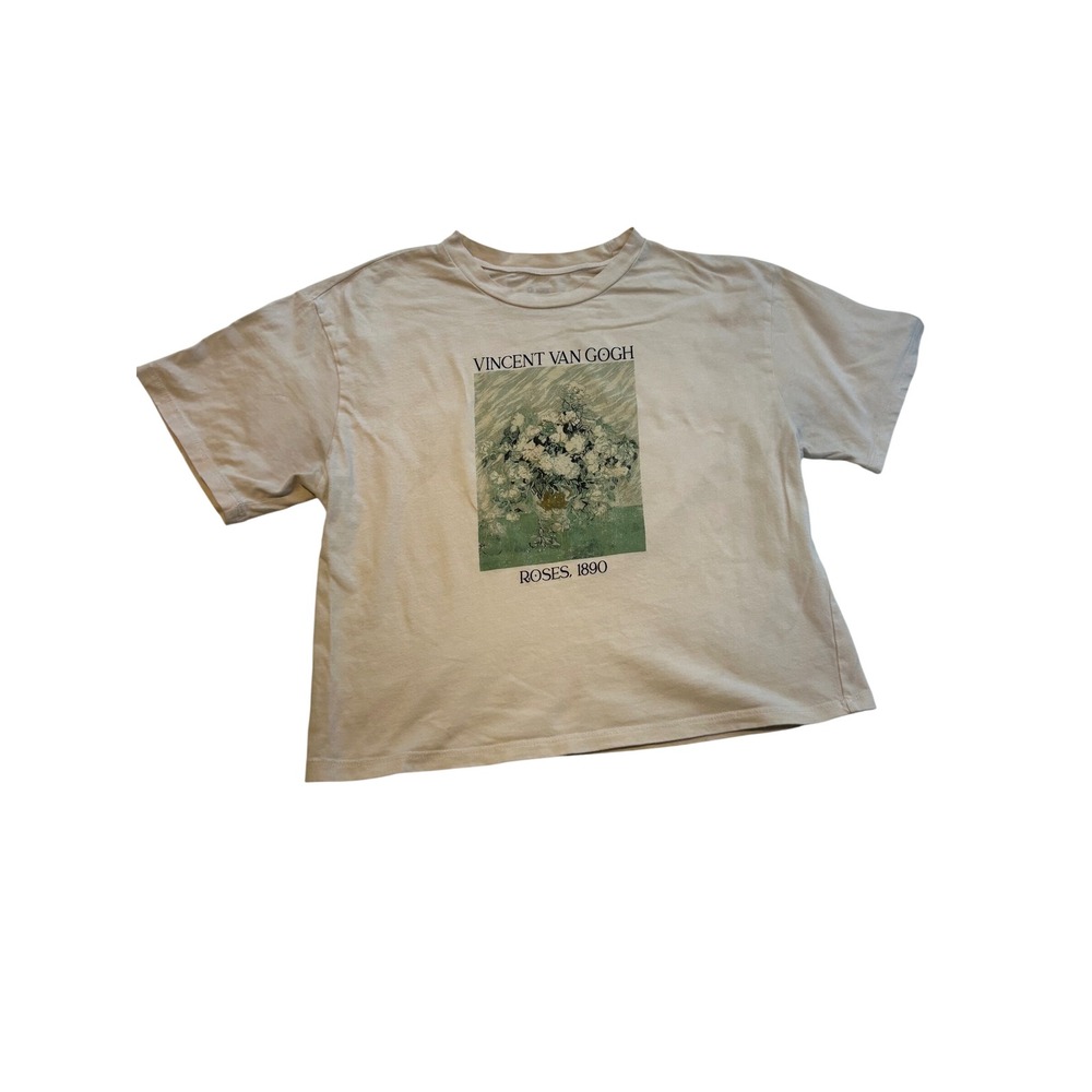Queen Bees Vincent Van Gogh Roses 1890 Art Graphic Crop Tee Beige Small